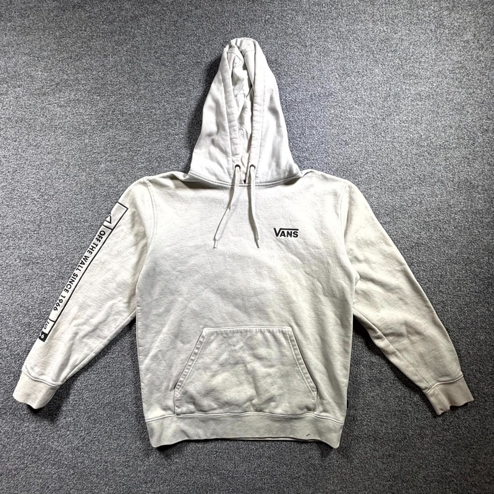 Vans Off The Wall Hoodie Mens Medium White Graphic Kangaroo Pocket Casual Skater